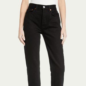 Re/Done High-Rise Stovepipe Raw-Edge Cropped Jeans